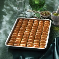 Koskeroglu Baklava with Pistachio on a Tray