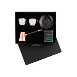 Black Turkish Coffee Set with Turkish Coffee and Coffee Pot Selamlique