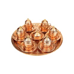 Handcrafted Copper Coffee Cup Set for Six